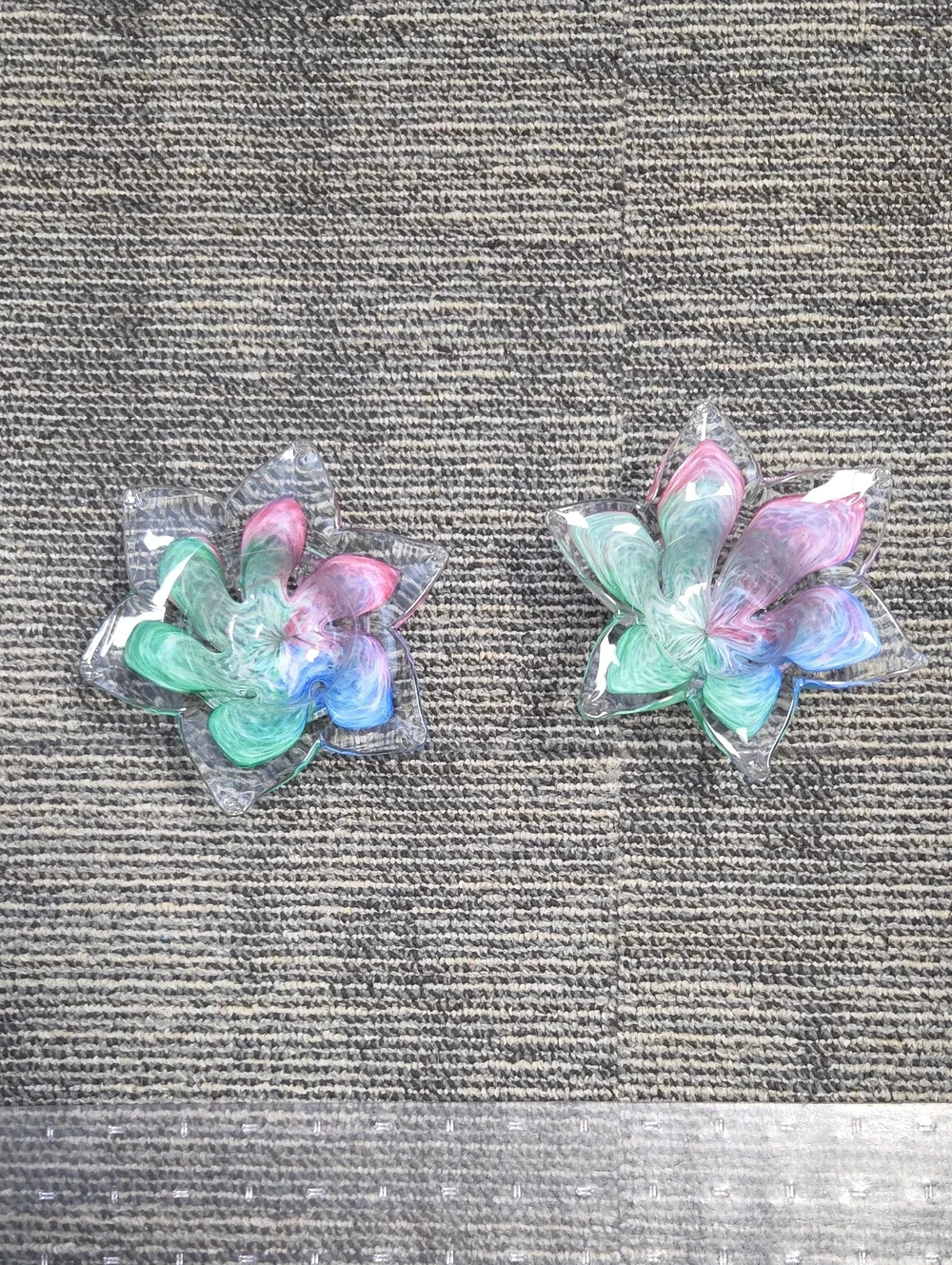 Murano Inspired Multicolor Swirl Glass Flower Candle Holders - Set of 2